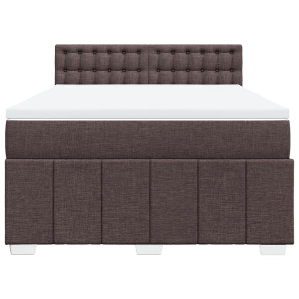 vidaXL Boxspringbett mit Matratze Dunkelbraun 160x200 cm Stoff