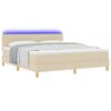 vidaXL LED Boxspringbett mit Matratze mit LED Creme 180 x 200 cm Stoff