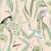 DUTCH WALLCOVERINGS Tapete Flamingo Creme und Mintgrün