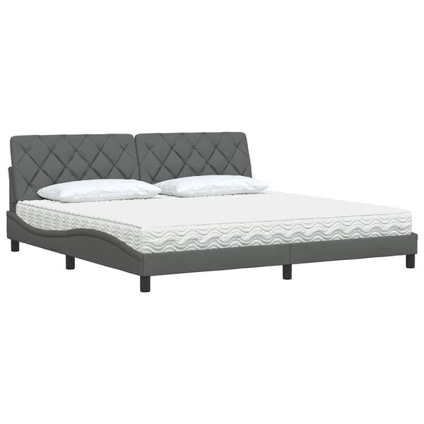 vidaXL Bett mit Matratze Dunkelgrau 200x200 cm Stoff