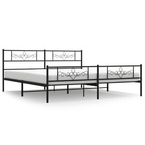 vidaXL Metallbett ohne Matratze mit Fu&szlig;teil Schwarz 180x200 cm