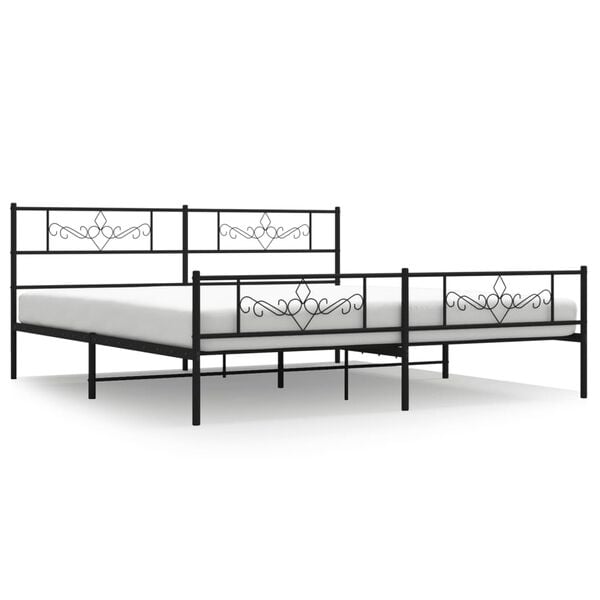 vidaXL Metallbett ohne Matratze mit Fu&szlig;teil Schwarz 180x200 cm