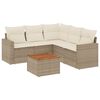 vidaXL 6-tlg. Garten-Sofagarnitur mit Kissen Beige Poly Rattan