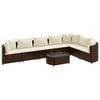 vidaXL 8-tlg. Garten-Sofagarnitur mit Kissen Braun Poly Rattan