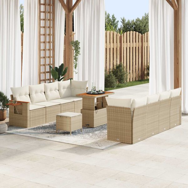 vidaXL Gartensofa-set mit Kissen 11 pcs Beige und Creme