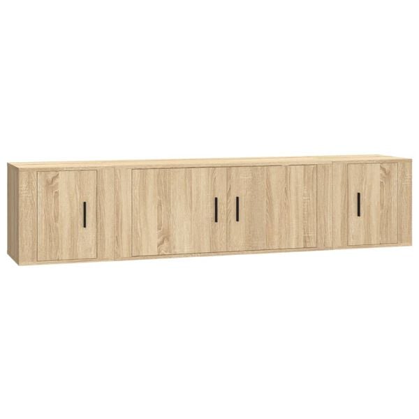 vidaXL 3-tlg. TV-Schrank-Set Sonoma-Eiche Holzwerkstoff