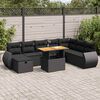 vidaXL 9-tlg. Garten-Sofagarnitur mit Kissen Schwarz Poly Rattan