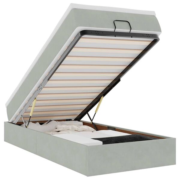 vidaXL Ottoman-Bett mit Matratze Hellgrau 90x190 cm Samt