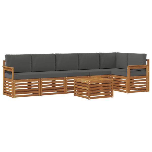 vidaXL Ecksofa Set 7 pcs Natur und Anthrazit Massivholz Akazie