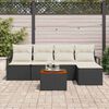 vidaXL Garten-Sofa-Set mit Kissen 6 pcs Schwarz Poly Rattan