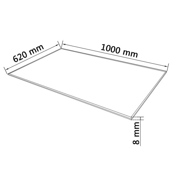 vidaXL Tischplatte aus gehärtetem Glas rechteckig 1000x620 mm