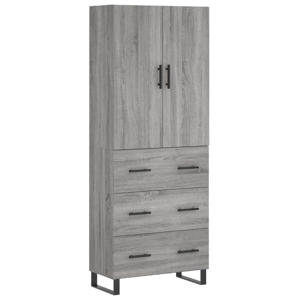 vidaXL Highboard Grau Sonoma 69,5x34x180 cm Holzwerkstoff