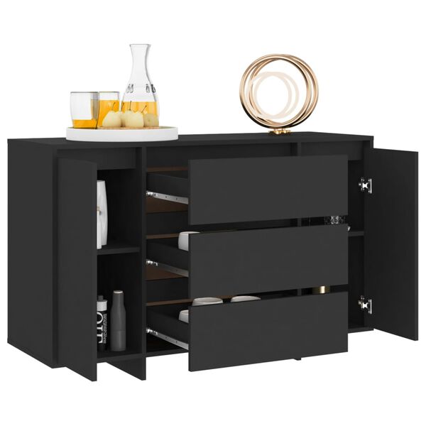 vidaXL Sideboard mit 3 Schubladen Schwarz 120x41x75 cm Holzwerkstoff