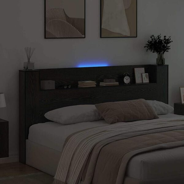 vidaXL Kopfteil Schwarz Eichen-Optik 200 x 15 x 103,5 cm Holzwerkstoff