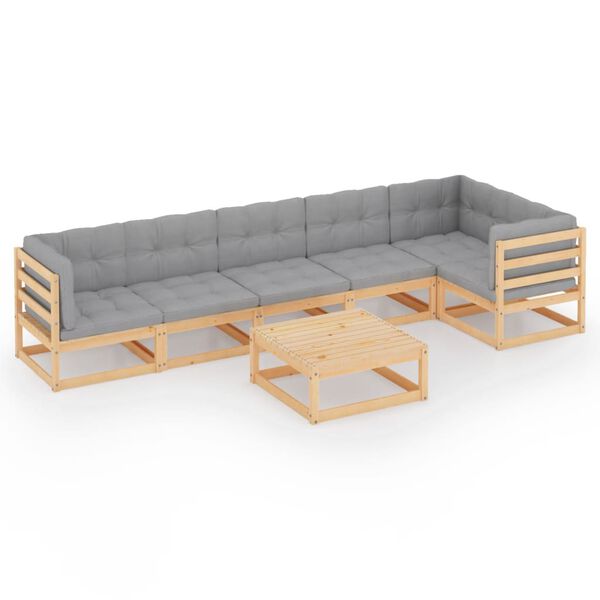 vidaXL 7-tlg. Garten-Lounge-Set mit Kissen Kiefer Massivholz
