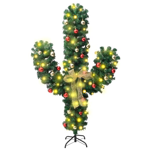 vidaXL Weihnachtskaktus mit St&auml;nder und LED Gr&uuml;n 210 cm PVC