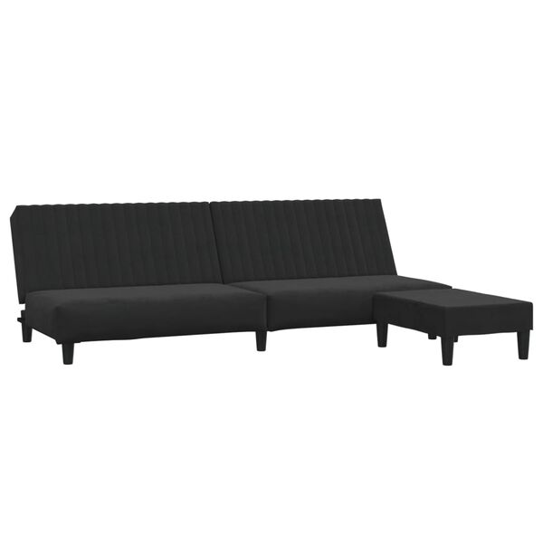 vidaXL Schlafsofa 2-Sitzer mit Fu&szlig;hocker Schwarz Samt