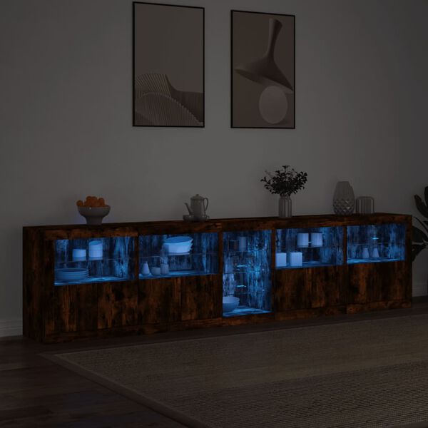 vidaXL Sideboard mit LED-Leuchten R&auml;uchereiche 283x37x67 cm