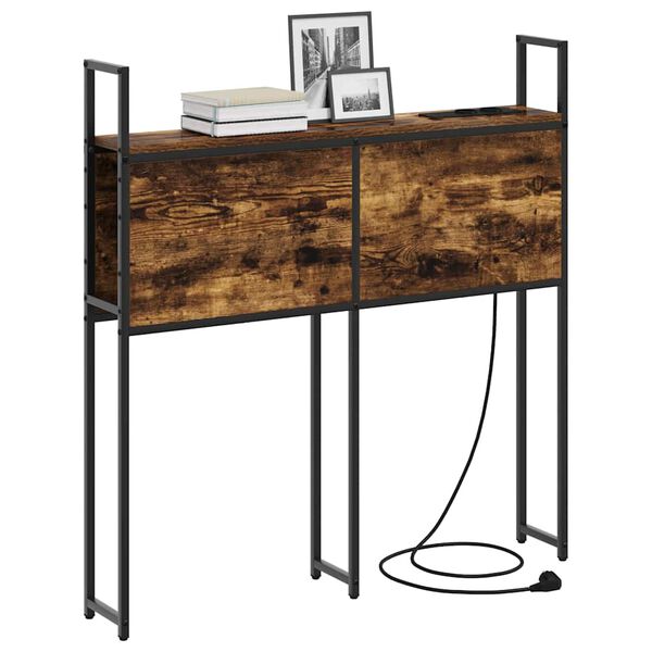 vidaXL Kopfteil mit Stauraum mit Ladestation mit Regal R&auml;uchereiche