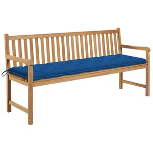 vidaXL Gartenbank mit Blauer Auflage 175 cm Massivholz Teak