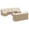vidaXL 11-tlg. Garten-Sofagarnitur mit Kissen Beige Poly Rattan