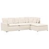 vidaXL Modulares Sofa mit Hocker Kissen Stoff in Lammwolloptik Creme