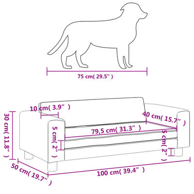 vidaXL Hundebett mit Verlängerung Dunkelgrau 100x50x30 cm Samt