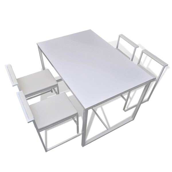 vidaXL 5-teilige Essgruppe Tisch + 4 St&uuml;hle Wei&szlig;