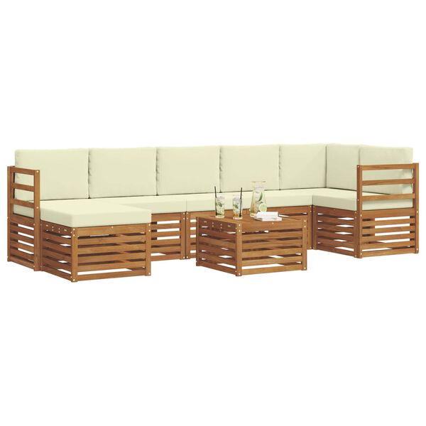 vidaXL Sofagarnituren 8 pcs Natur und Creme Massivholz Akazie