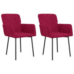 vidaXL Esszimmerst&uuml;hle 2 Stk. Weinrot Samt