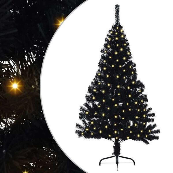 vidaXL K&uuml;nstlicher vorbeleuchteter Weihnachtsbaum Schwarz 150 cm PVC