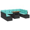 vidaXL Garten-Sofa-Set 10 stk. Schwarz Poly Rattan