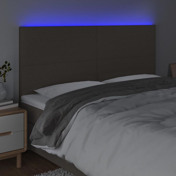 vidaXL LED Kopfteil Taupe 180x5x118/128 cm Stoff