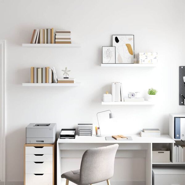 vidaXL Schweberegale 4 Stk. Wei&szlig; 80x23,5x3,8 cm MDF