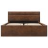 vidaXL Bett mit Bettkasten Hydraulisch mit LED Braun Stoff 120x200 cm