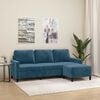 vidaXL 3-Sitzer-Sofa mit Hocker Blau 180 cm Samt