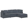 vidaXL Modulares Sofa mit Fu&szlig;hocker Kissen Samt Dunkelgrau