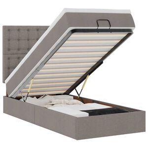 vidaXL Ottomane Bett mit Matratze & LEDs Taupe 90x200 cm Stoff