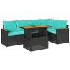 vidaXL 6-tlg. Garten-Sofagarnitur mit Kissen Schwarz Poly Rattan