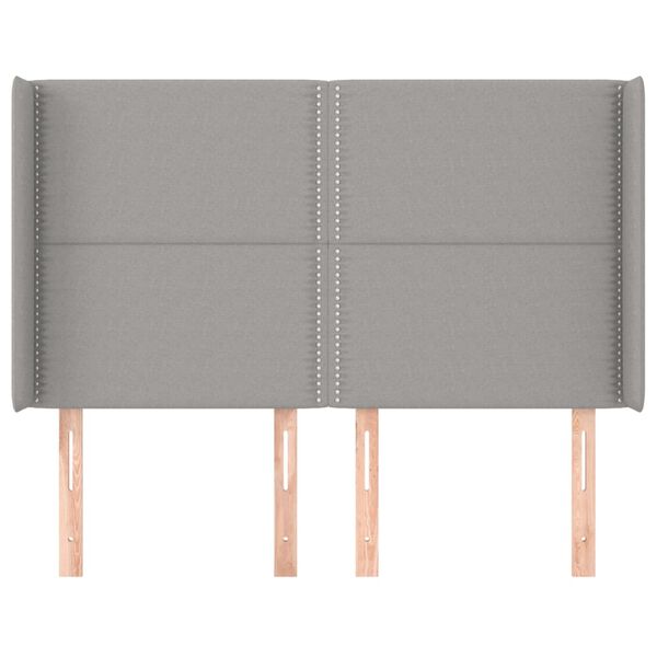 vidaXL Kopfteil mit Ohren Hellgrau 147x16x118/128 cm Stoff