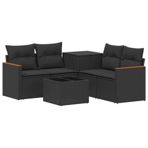 vidaXL Sofa Set 6 stk. Schwarz Polyrattan und Stahl
