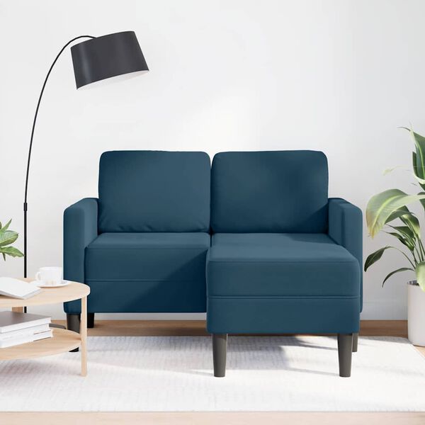 vidaXL 2-Sitzer-Sofa mit Chaiselongue L-Form Blau 125 cm Samt