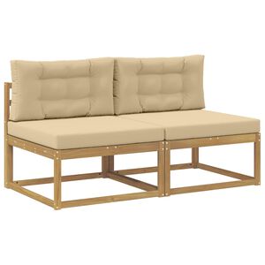 vidaXL 2 St&uuml;ck Outdoor Mittelsofa Polyester Wei&szlig;