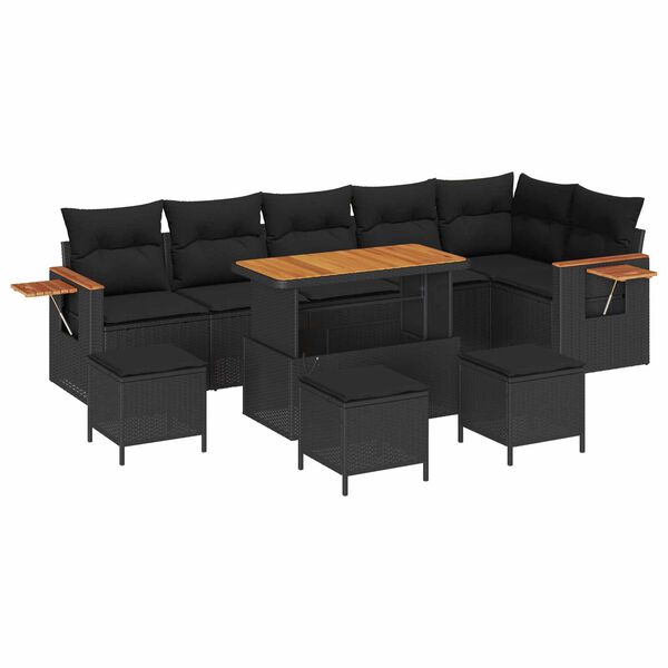 vidaXL Gartensofa-set mit Kissen 10 pcs Schwarz