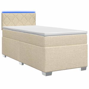 vidaXL Boxspringbett mit Matratze und LED Creme 80 x 200 cm Stoff