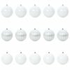 vidaXL Weihnachtsbaumkugel Set XL 15 Stk. Wei&szlig; &Oslash; 10 cm Kunststoff LEDs