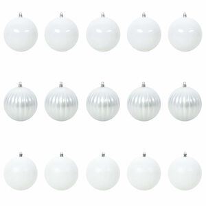 vidaXL Weihnachtsbaumkugel Set XL 15 stk. Wei&szlig; &Oslash; 10 cm Kunststoff