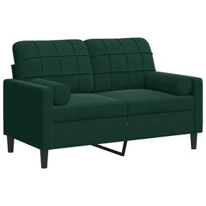 vidaXL 2-Sitzer-Sofa mit Zierkissen Dunkelgr&uuml;n 120 cm Samt