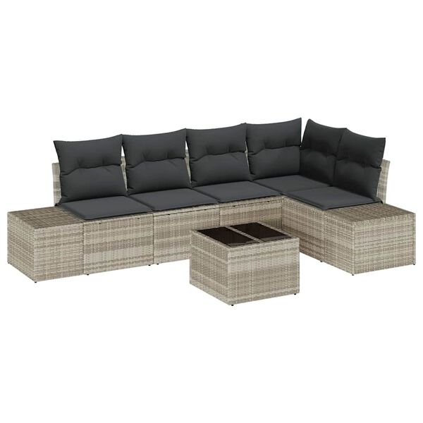 vidaXL Garten-Sofa-Set mit Kissen mit Speicher 6 pcs Hellgrau