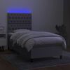 vidaXL Boxspringbett mit Matratze & LED Hellgrau 90x190 cm Stoff